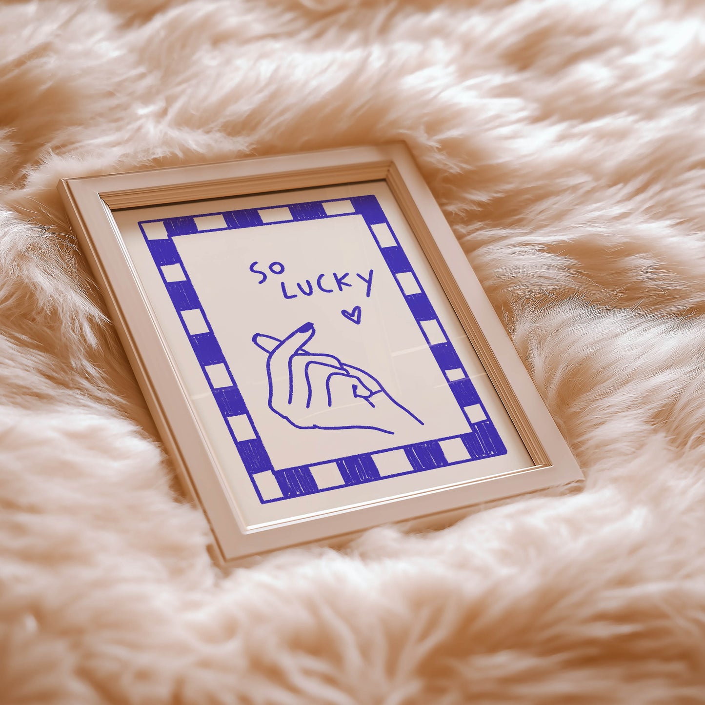 So Lucky Finger Heart Quote Print