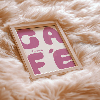 Café Time Pink Typography Print