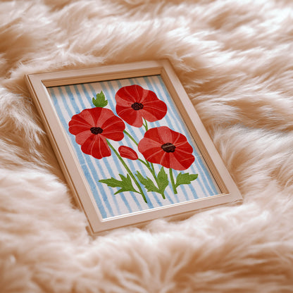 Red Poppy Floral Wall Art Print