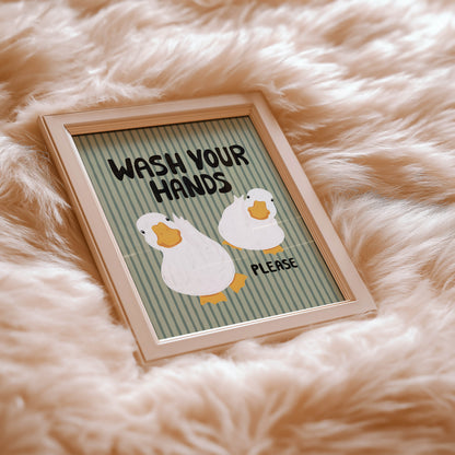 Wash Your Hands Duck Bathroom Print