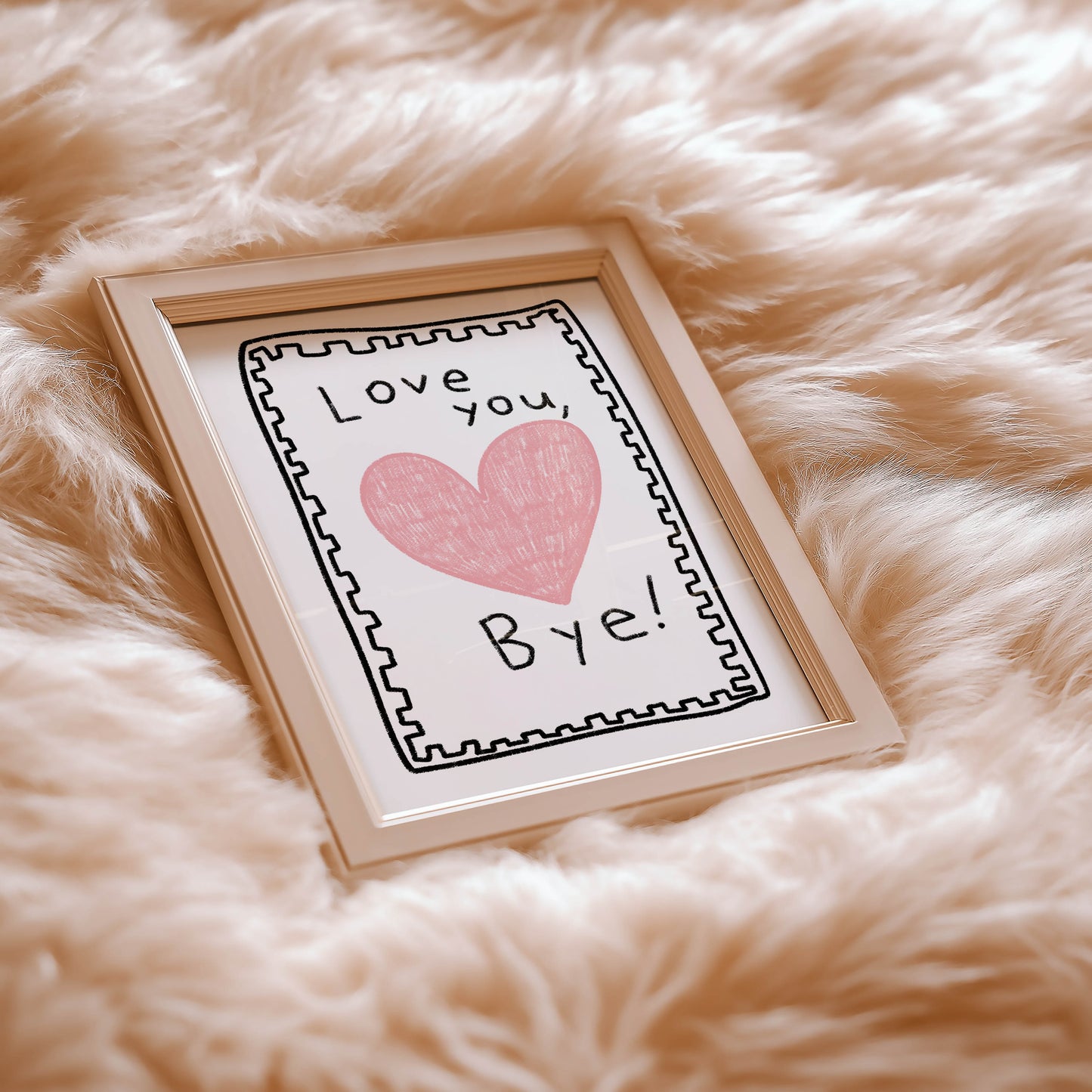 Love You, Bye! Heart Typography Print