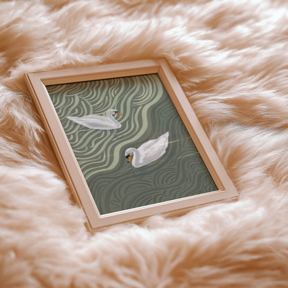 Sage Swan Duo Art Print