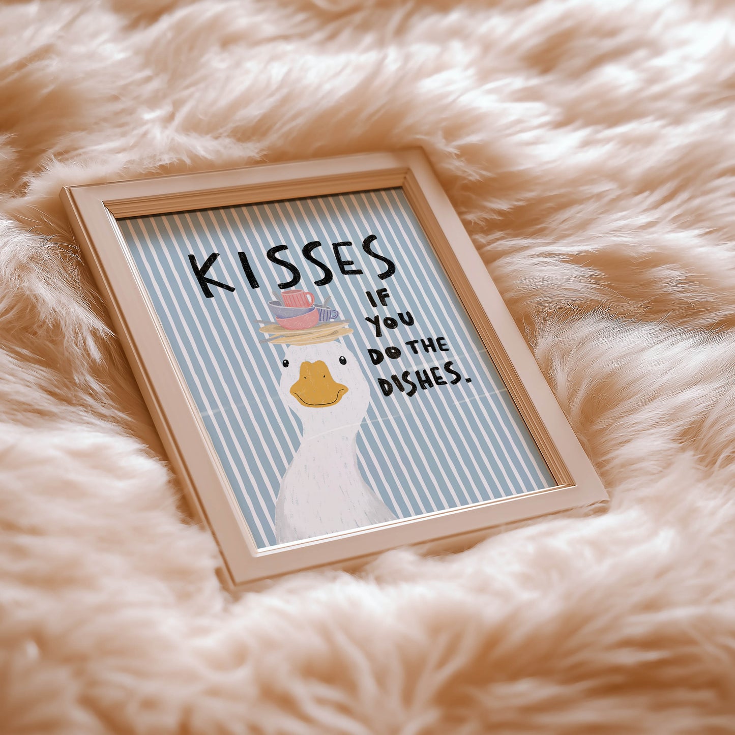 Kisses If You Do the Dishes Goose Kitchen Print