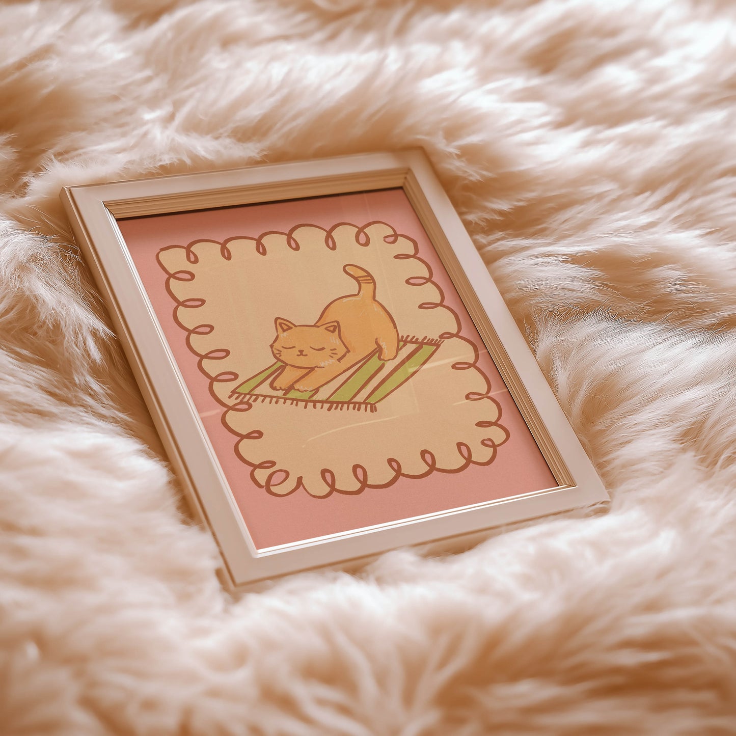 Stretching Orange Cat Nursery Print