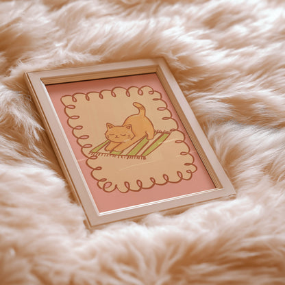 Stretching Orange Cat Nursery Print