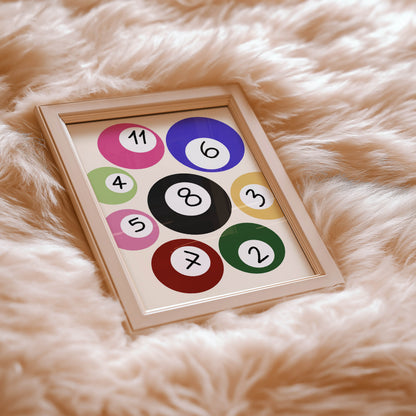 Retro Pool Ball Numbers Print