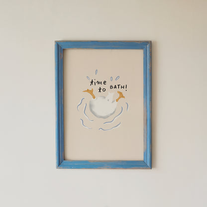 Funny Duck Bathroom Wall Art Print Time To Bath Quote Decor