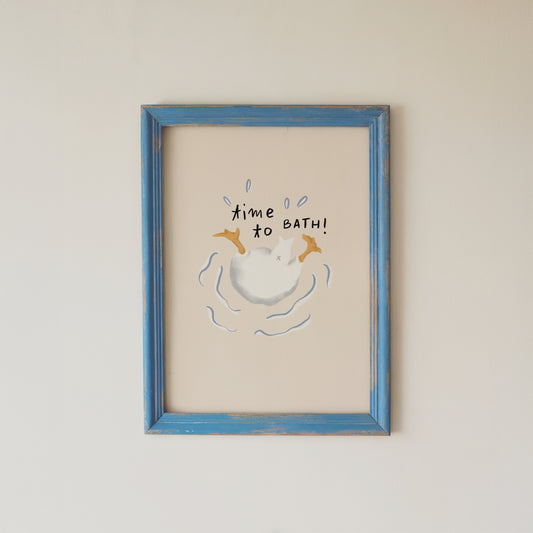 Funny Duck Bathroom Wall Art Print Time To Bath Quote Decor