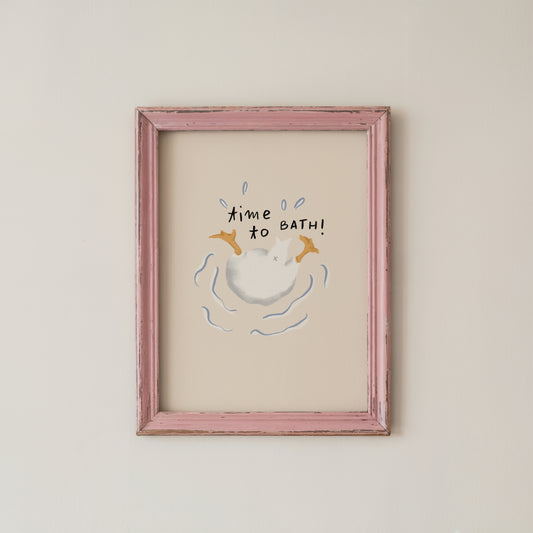 Funny Duck Bathroom Wall Art Print Time To Bath Quote Decor