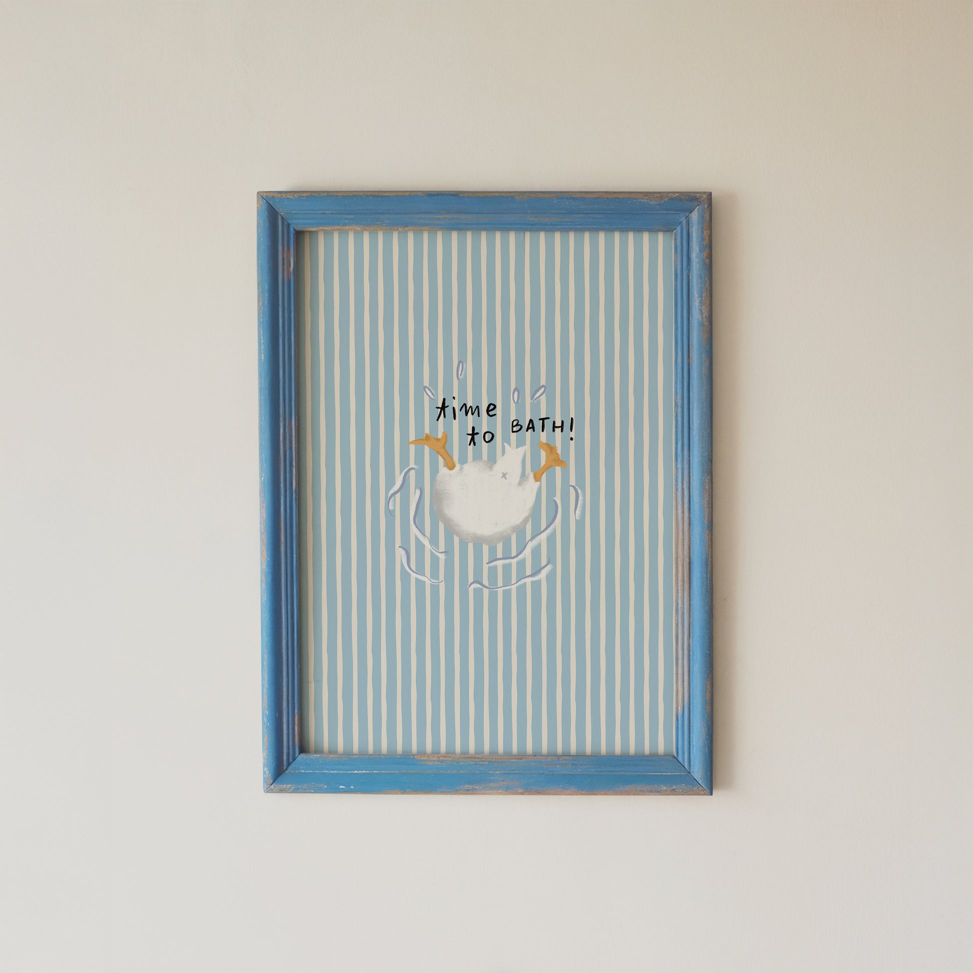 Goose Bathroom Wall Art Set Bath Time Duck