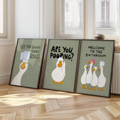 Welcome to the Bathroom Goose Print