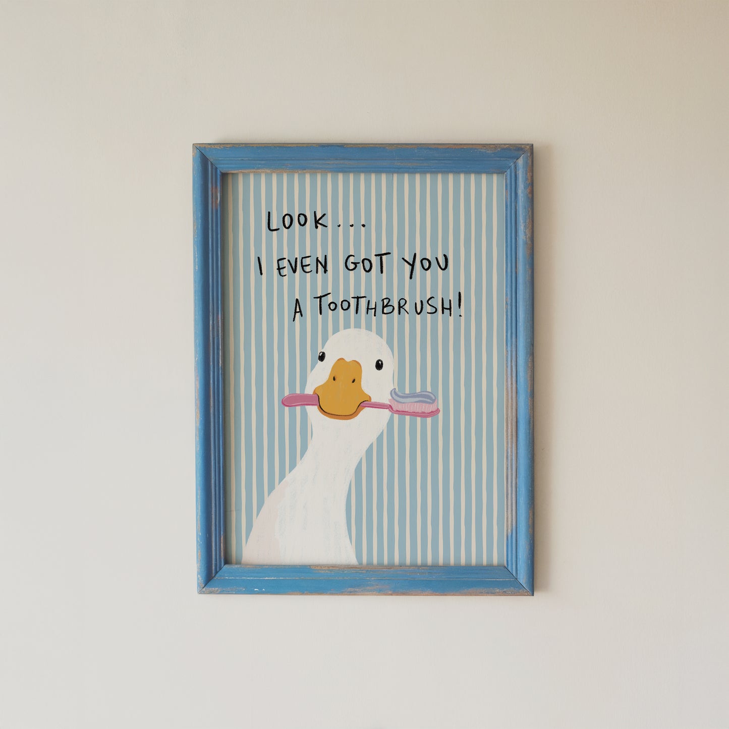 Goose Bathroom Wall Art Set Duck Toothbrush Reminder