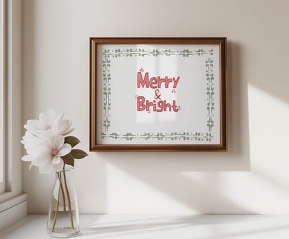 Merry & Bright Christmas Wall Art Print