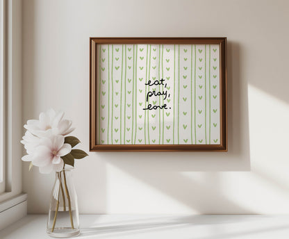 Eat, Pray, Love Green Heart Print