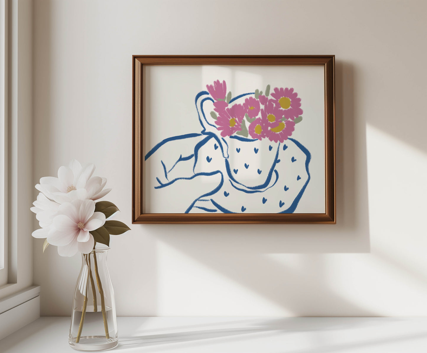 Pink Flowers in a Cup Art Print