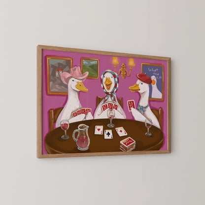 Duck Game Night Print, Whimsical Duck Wall Art