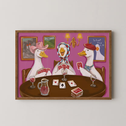 Duck Game Night Print, Whimsical Duck Wall Art