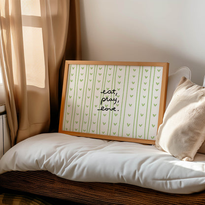 Eat, Pray, Love Green Heart Print