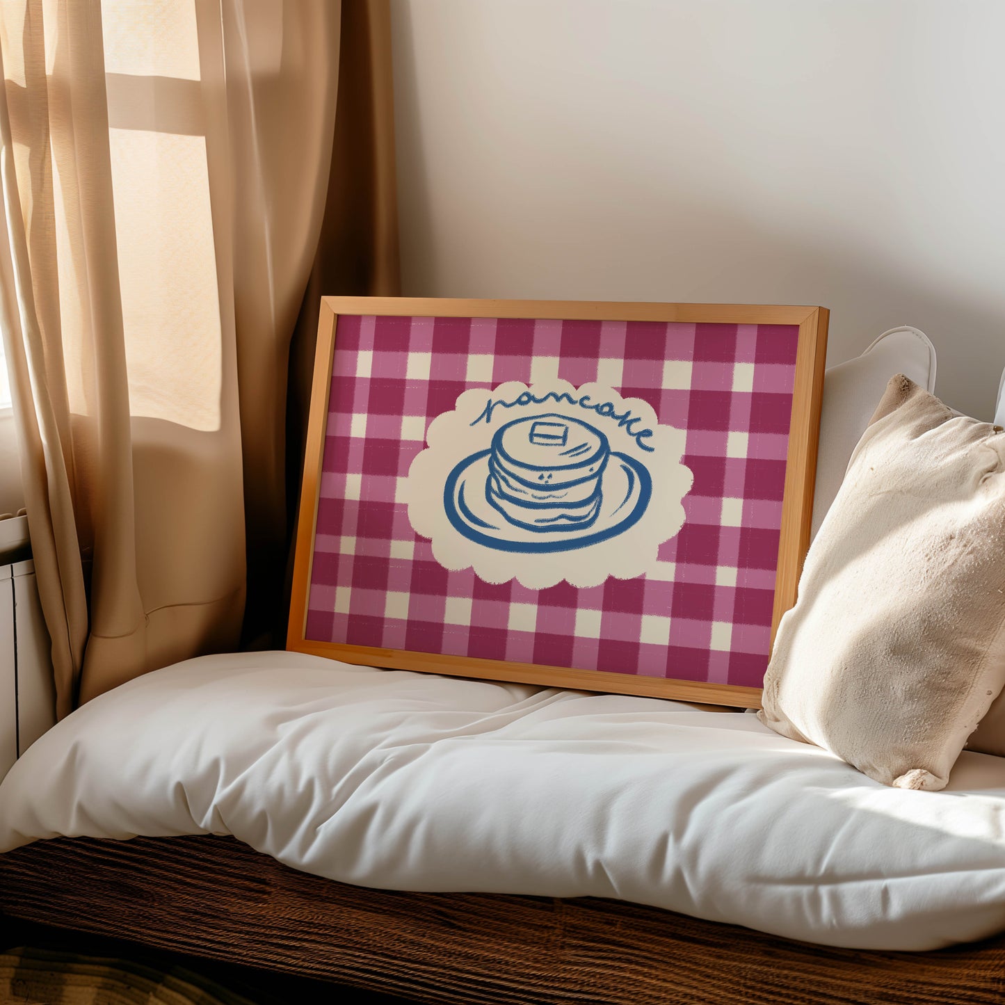 Pink Gingham Pancake Print