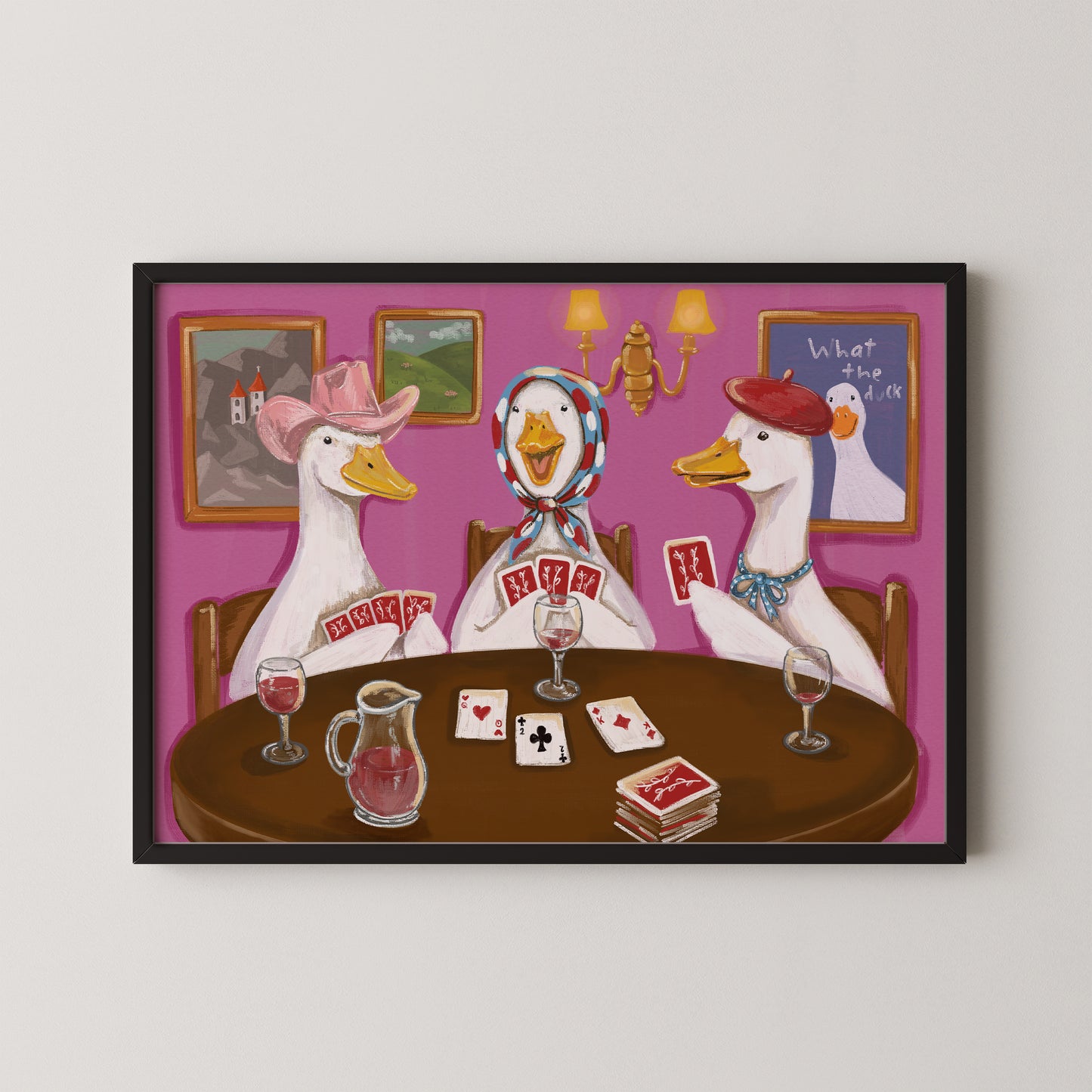 Duck Game Night Print, Whimsical Duck Wall Art