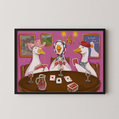 Duck Game Night Print, Whimsical Duck Wall Art