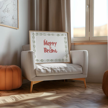 Merry & Bright Christmas Wall Art Print