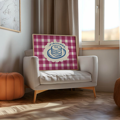 Pink Gingham Pancake Print