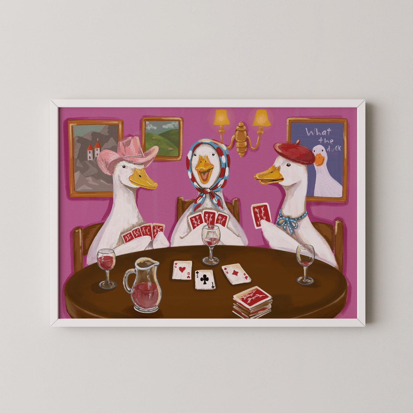 Duck Game Night Print, Whimsical Duck Wall Art
