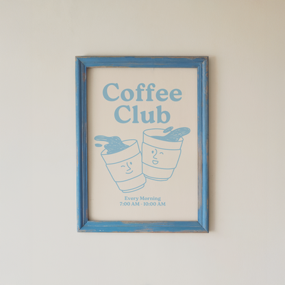 Coffee Bar Wall Art Coffee Club Minimal Print