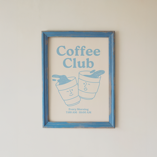 Coffee Bar Wall Art Coffee Club Minimal Print