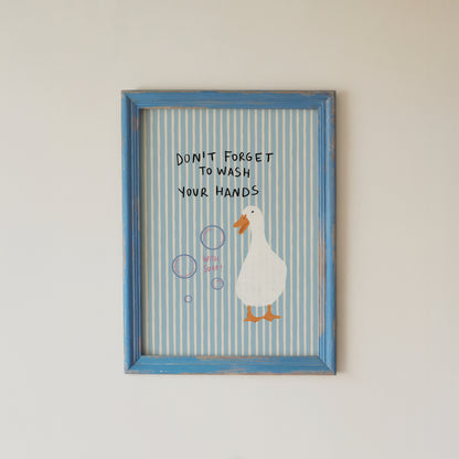 Goose Bathroom Wall Art Set Don't Forget to Wash Your Hands