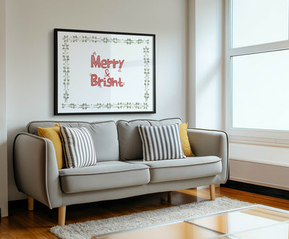 Merry & Bright Christmas Wall Art Print