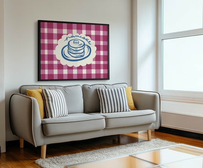 Pink Gingham Pancake Print
