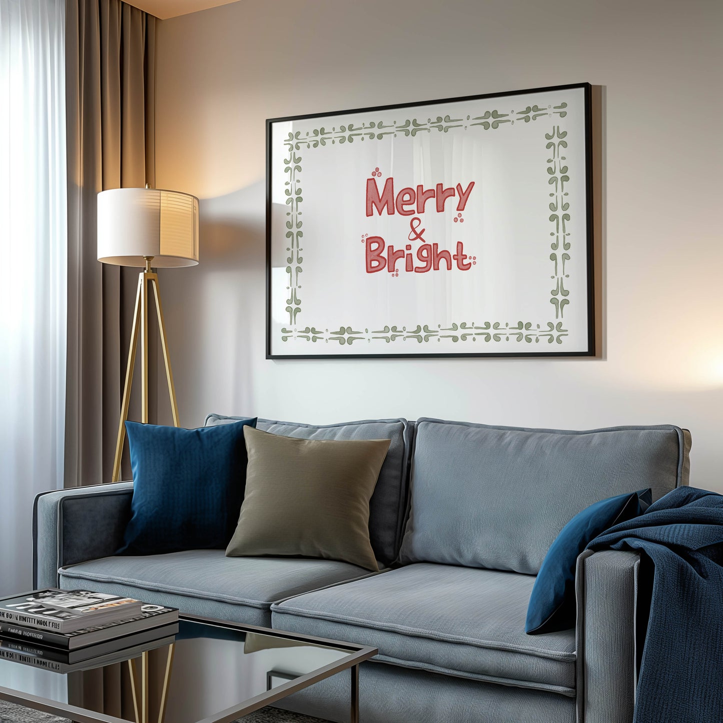 Merry & Bright Christmas Wall Art Print