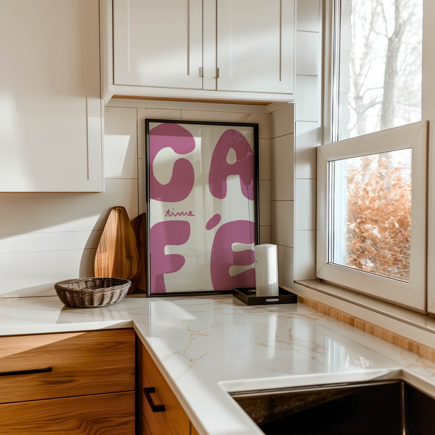 Café Time Pink Typography Print