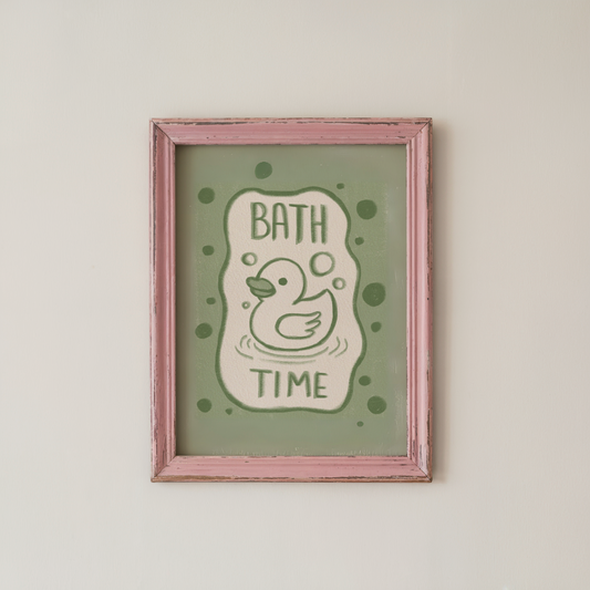 Bathroom Wall Art Cute Duck Bath Time Print