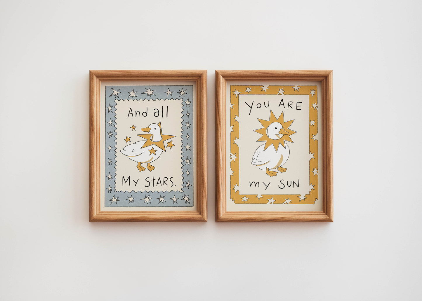 Whimsical Duck Stars Nursery Print
