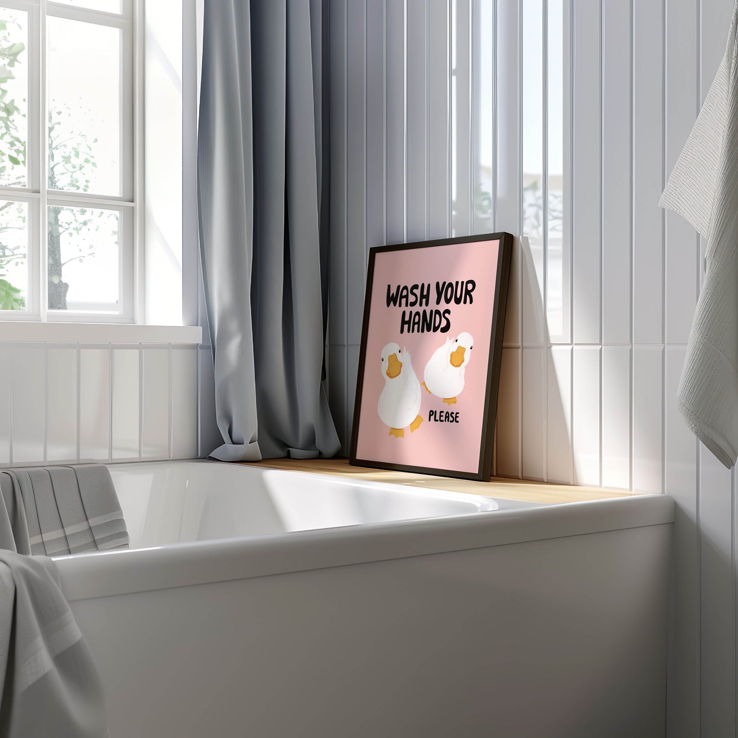 Wash Your Hands Duck Bathroom Print
