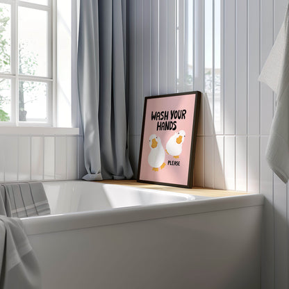 Wash Your Hands Duck Bathroom Print