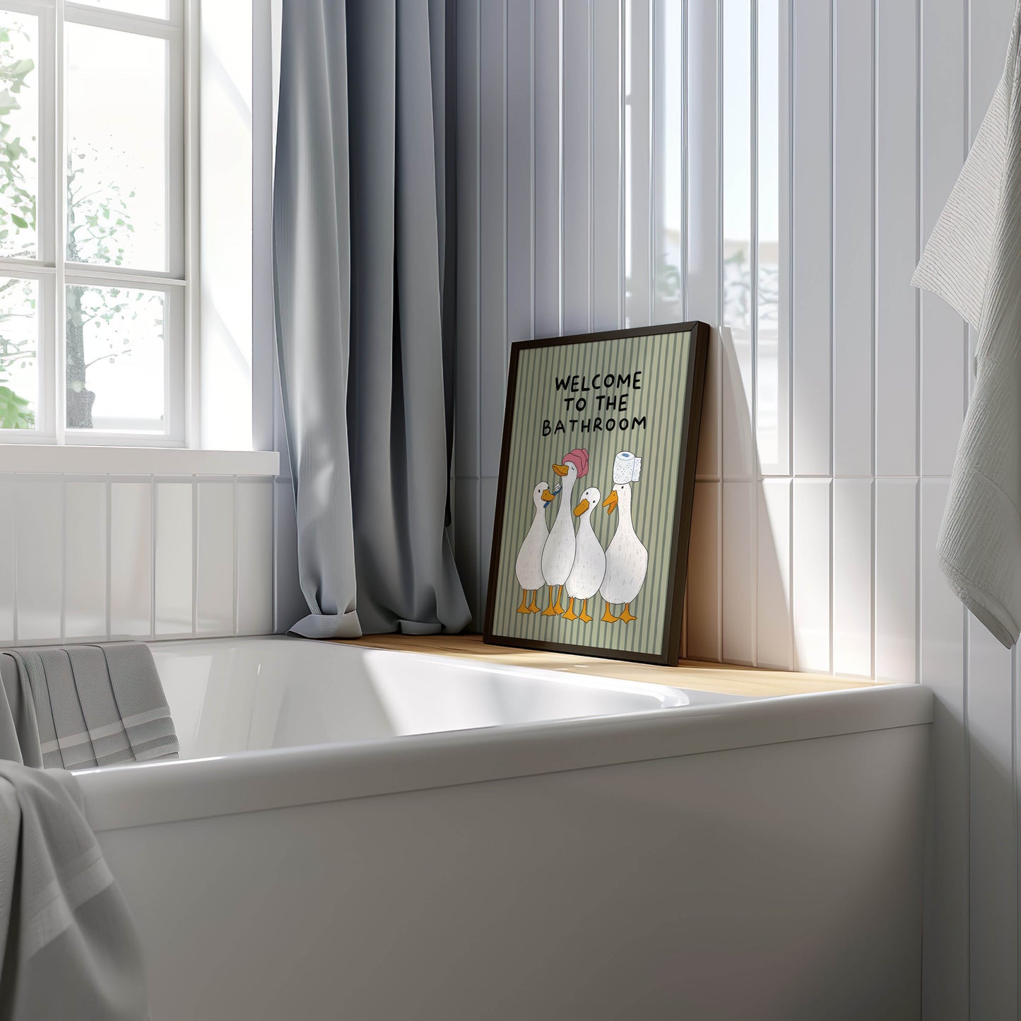 Welcome to the Bathroom Goose Print