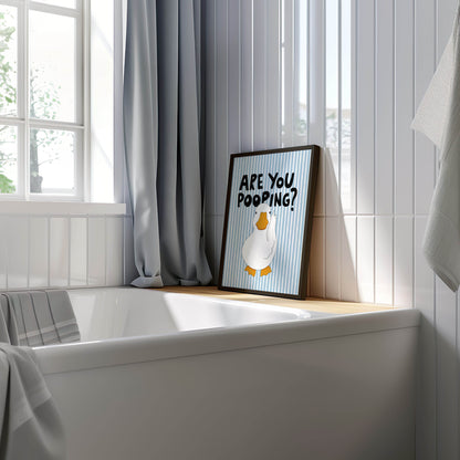 Are You Pooping? Funny Duck Bathroom Print