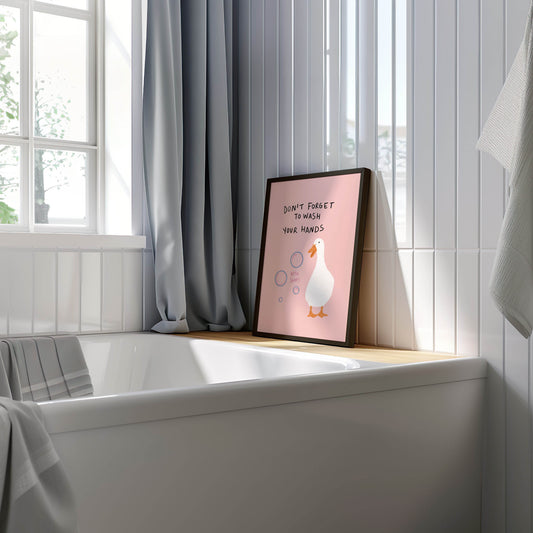 Duck Wash Your Hands Bathroom Print