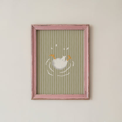 Funny Goose Bathroom Wall Art Print Green Stripes