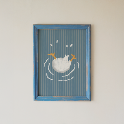Goose Bathroom Wall Art Funny Splashing Goose Print