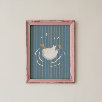 Goose Bathroom Wall Art Funny Splashing Goose Print