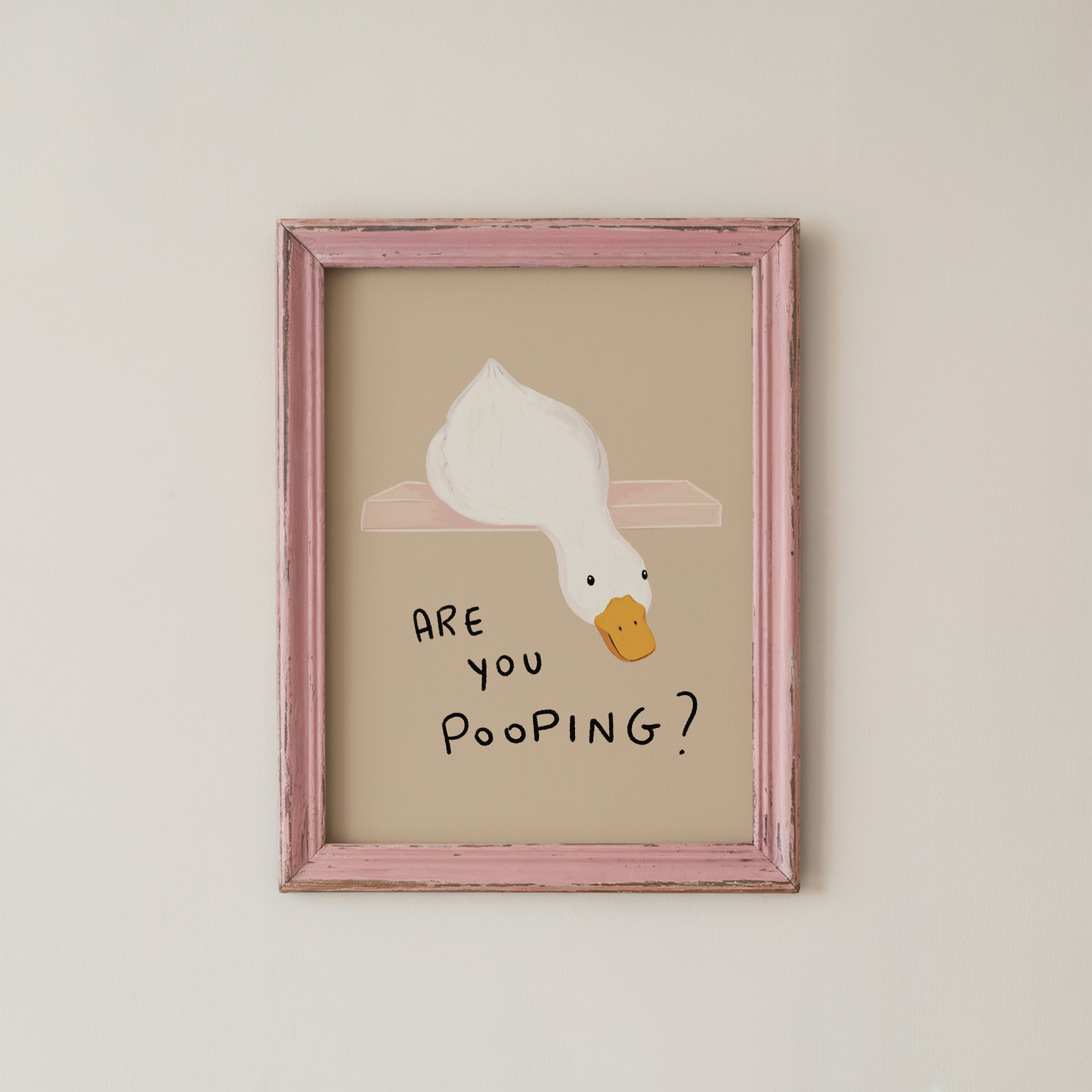 Funny Bathroom Wall Art Print Are You Pooping Duck