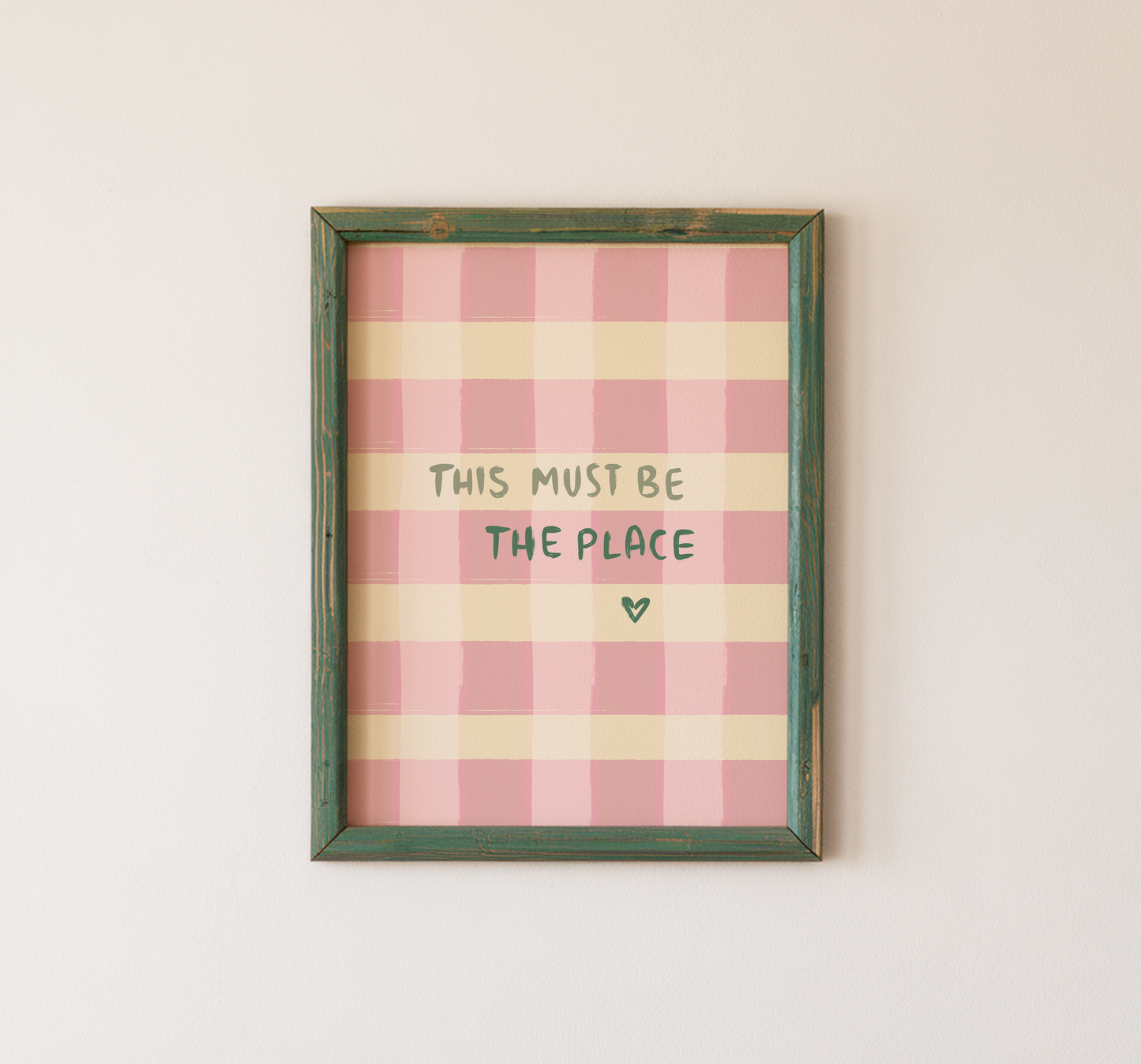 Pink Gingham Wall Art Quote Print This Must Be The Place