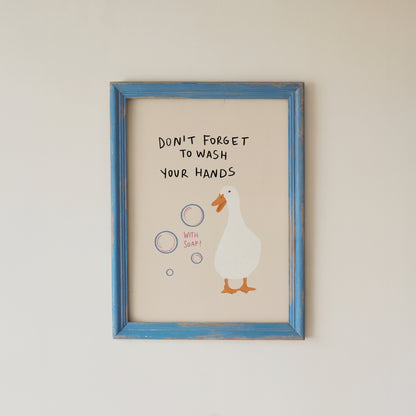 Wash Your Hands Bathroom Wall Art Print Funny Duck Soap Quote Decor