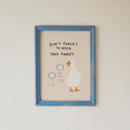 Wash Your Hands Bathroom Wall Art Print Funny Duck Soap Quote Decor
