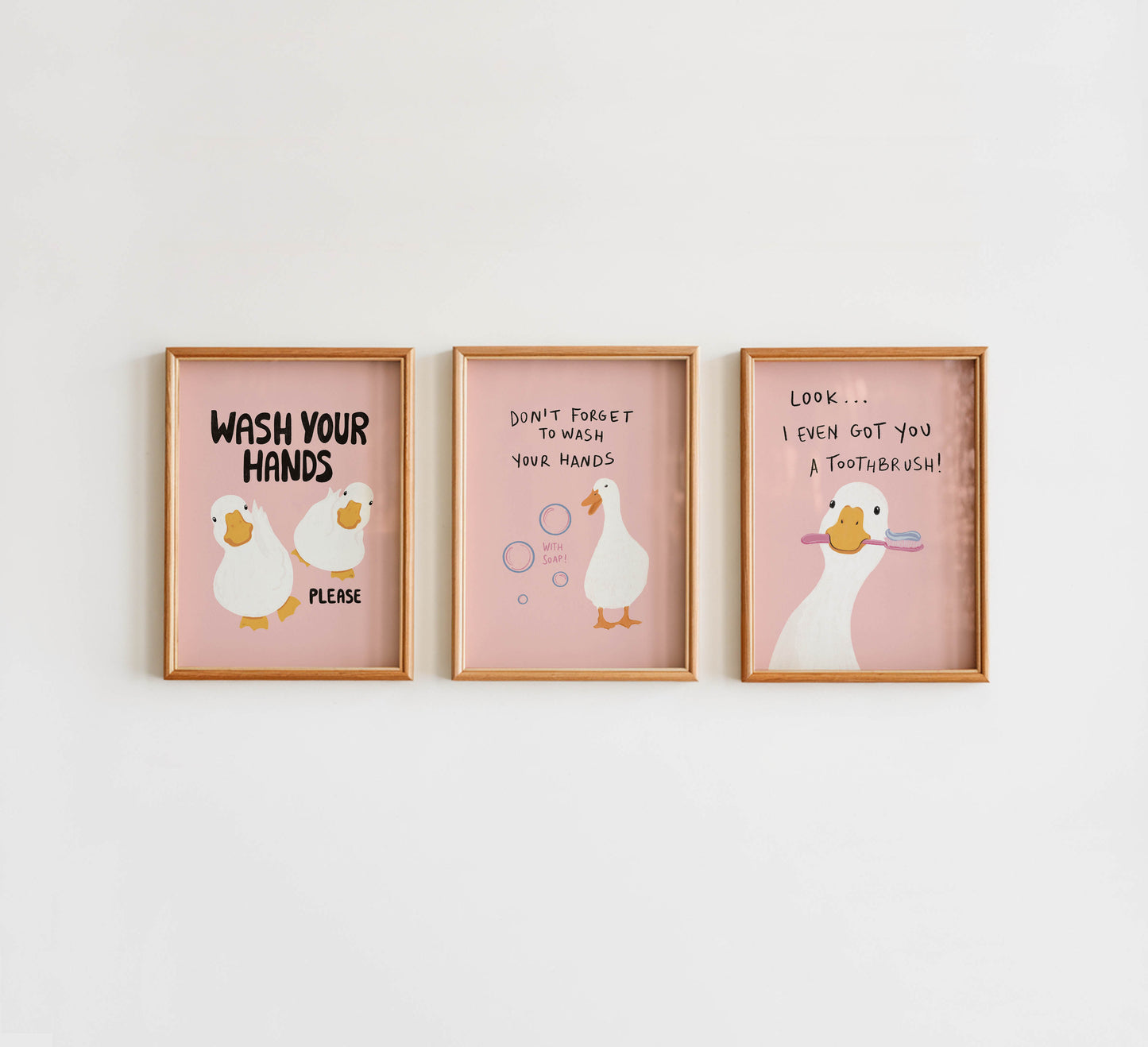 Funny Duck Toothbrush Bathroom Print